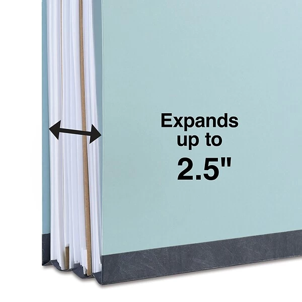 Quill Brand® Recycled Pressboard Classification Folders, 2-Partitions, 6-Fasteners, Legal, Lt Blue, 15/Box (761903) 5 Quill Brand® Recycled Pressboard Classification Folders, 2-Partitions, 6-Fasteners, Legal, Lt Blue, 15/Box (761903) - Image 3