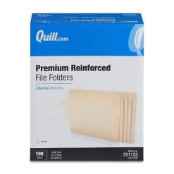 Quill Brand® Premium Reinforced File Folders, Straight Cut, Letter Size, Manila, 100/Box (751133) -Quill Brand® EA4B335B 2FD2 4CF6 A706501D03B3D9A1 s7
