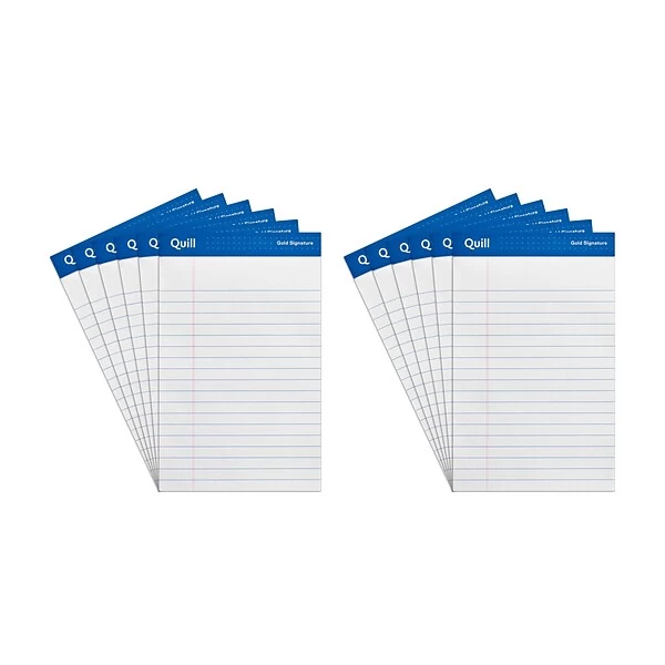 Quill Brand® Gold Signature Premium Series Legal Pad, 5" X 8", Legal Ruled, White, 50 Sheets/Pad, 12 Pads/Pack (742316) 4 Quill Brand® Gold Signature Premium Series Legal Pad, 5" X 8", Legal Ruled, White, 50 Sheets/Pad, 12 Pads/Pack (742316) - Image 2