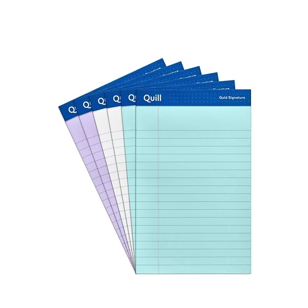 Quill Brand® Gold Signature Premium Series Ruled Legal Pad Junior Size 5x8"; Legal Ruled, Assorted Colors, 50 Sheets/Pad, 6 Pack 3 Quill Brand® Gold Signature Premium Series Ruled Legal Pad Junior Size 5x8"; Legal Ruled, Assorted Colors, 50 Sheets/Pad, 6 Pack