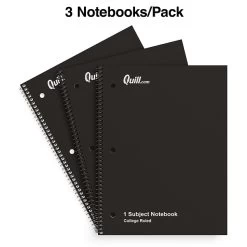 Quill Brand® 1-Subject Notebook, 8" X 10.5", College Ruled, 70 Sheets, Black, 3/Pack (TR58373) 8 Quill Brand® 1-Subject Notebook, 8" X 10.5", College Ruled, 70 Sheets, Black, 3/Pack (TR58373) -Quill Brand® FF219EE3 5287 44A6 BF9996C23F9F639A s7