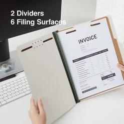 Quill Brand® Recycled Pressboard Classification Folders, 2-Partitions, 6-Fasteners, Letter, Gray, 15/Box (761902) -Quill Brand® FF7792C8 0D45 4D85 A77D0D8B5A0A77FD s7