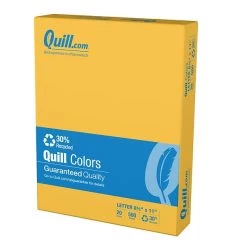 Quill Brand® 30% Recycled 8.5" X 11" Multipurpose Paper, 20 Lbs., Goldenrod, 500 Sheets/Ream, 10 Reams/Carton (720565CT)