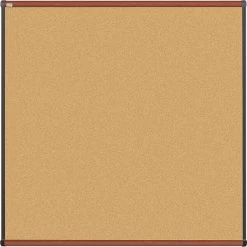 Quill Brand® Durable Cork Bulletin Board, Cherry Finish Frame, 4'W X 4'H (23686-CC)