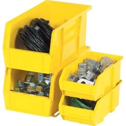 Quill Brand® 10-7/8" X 4-1/8" X 4" Plastic Stack And Hang Bins, Yellow, 12/Ct (BINP1144Y)