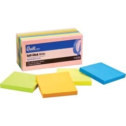 Quill Brand® Self-Stick Notes, 3" X 3", Neon Colors, 100 Sheets/Pad, 12 Pads/Pack (733F12NE)