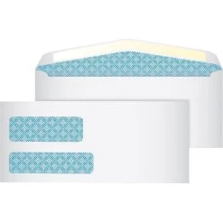Quill Brand Gummed Security Tinted #9 Double Window Envelope, 3 7/8" X 8 7/8", White, 500/Box (75042)