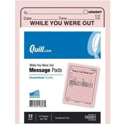 Quill Brand® While-You-Were-Out Message Pads, 5-1/2" X 4-1/4", 50 Sheets/Pad, 12 Pads/Pack (792001)