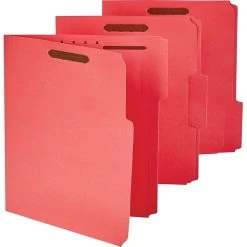 Quill Brand® 1/3-Cut Assorted 2-Fastener Folders, Letter, Red, 50/Box (7354RD) -Quill Brand® s1009039 s7