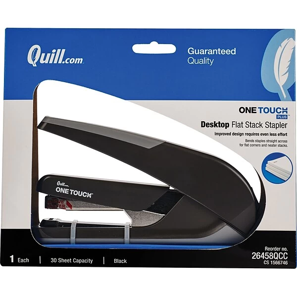 Quill Brand® One-Touch™ Plus Desktop Full Strip Stapler, 30 Sheet Capacity, Black (26458QCC) 3 Quill Brand® One-Touch™ Plus Desktop Full Strip Stapler, 30 Sheet Capacity, Black (26458QCC)