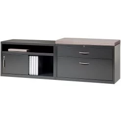 Quill Brand® Low Credenza With Sliding Door, Charcoal, 36"W -Quill Brand® s1011044 s7