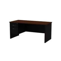 Quill Brand® 66" Modular Left Single Pedestal Desk, Black/Walnut (UN28449)