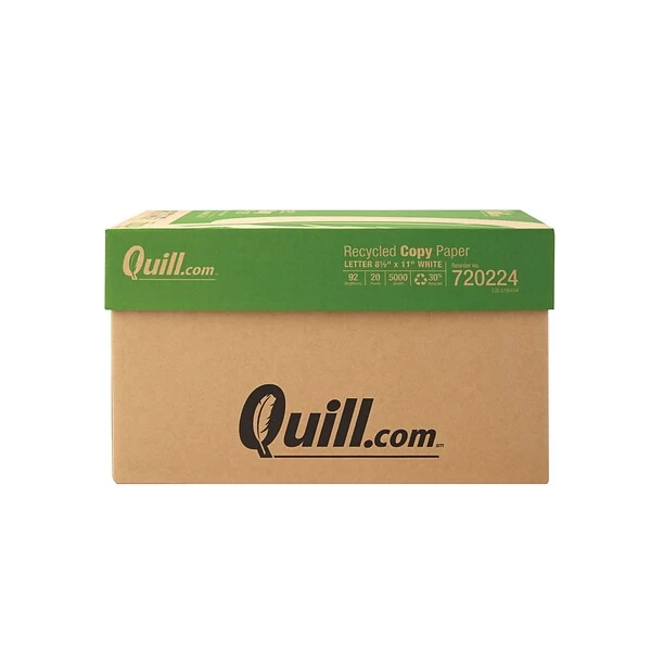 Quill Brand® 30% Recycled 8.5" X 11" Copy Paper, 20 Lbs., 92 Brightness, 500 Sheets/Ream, 10 Reams/Carton (720224CT) 3 Quill Brand® 30% Recycled 8.5" X 11" Copy Paper, 20 Lbs., 92 Brightness, 500 Sheets/Ream, 10 Reams/Carton (720224CT)