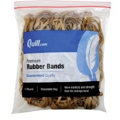 Quill Brand® Premium Rubber Band, Postal Size #64, 3-1/2"L X 1/4"W, 1 Lb Resealable Bag (790064)
