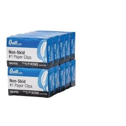 Quill Brand® Regular Non-Skid Paper Clips, 1000 Count, 1 Pack = 10 Boxes (P1KSNS)