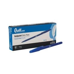 Quill Brand® 10 Quill Brand® Stick Pen, Ballpoint Pen, Medium Point, Blue, Dozen (50731-QCC)