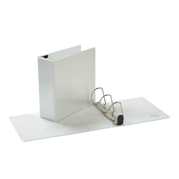 Quill Brand® Heavy Duty 4" 3 Ring View Binder, Easy Open D Rings, White (74204WE) 3 Quill Brand® Heavy Duty 4" 3 Ring View Binder, Easy Open D Rings, White (74204WE)