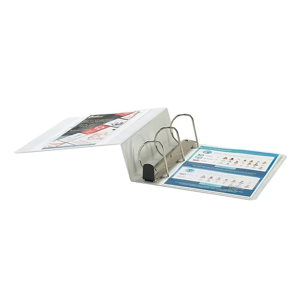 Quill Brand® Heavy Duty 4" 3 Ring View Binder, Easy Open D Rings, White (74204WE) 4 Quill Brand® Heavy Duty 4" 3 Ring View Binder, Easy Open D Rings, White (74204WE) - Image 2