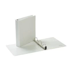 Quill Brand® Heavy Duty 1-1/2" 3 Ring View Binder, Easy Open D Rings, White (74215WE)