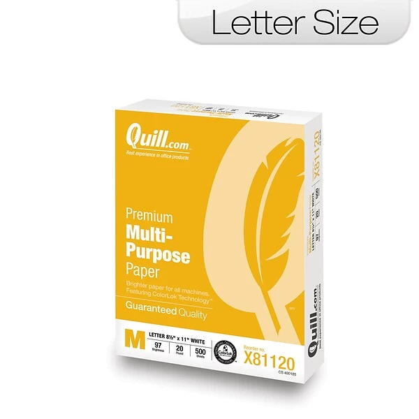 Quill Brand® 8.5" X 11" Premium Multi-Purpose Paper, 20 Lbs., 97 Brightness, 500 Sheets/Ream (X81120) 3 Quill Brand® 8.5" X 11" Premium Multi-Purpose Paper, 20 Lbs., 97 Brightness, 500 Sheets/Ream (X81120)