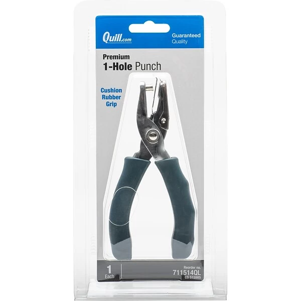 Quill Brand® 1-Hole Punch, 5 Sheet Capacity, Silver/Blue (11514-QL) 3 Quill Brand® 1-Hole Punch, 5 Sheet Capacity, Silver/Blue (11514-QL)