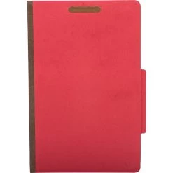 Quill Brand® 2/5-Cut Tab Pressboard Classification File Folders, 2-Partitions, 6-Fasteners, Legal, Red, 15/Box (739030) -Quill Brand® s1192299 s7