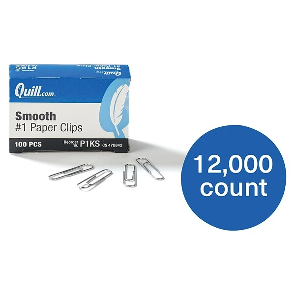 Quill Brand® Regular Paper Clips, 12,000/Carton (P1KSCT) 3 Quill Brand® Regular Paper Clips, 12,000/Carton (P1KSCT)