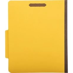 Quill Brand® 2/5-Cut Tab Pressboard Classification File Folders, 1-Partition, 4-Fasteners, Letter, Yellow, 15/Box (746038) -Quill Brand® s1194085 s7