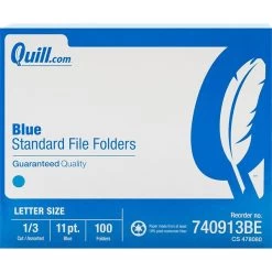 Quill Brand® File Folders, Assorted Tabs, 1/3-Cut, Letter Size, Blue, 100/Box (740913BE) -Quill Brand® s1194104 s7