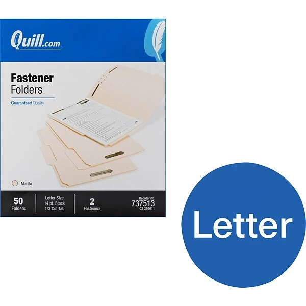 Quill Brand® Heavy-Duty Reinforced Assorted Tabs 2-Fastener Folders, Letter, Manila, 50/Box (737513) 3 Quill Brand® Heavy-Duty Reinforced Assorted Tabs 2-Fastener Folders, Letter, Manila, 50/Box (737513)