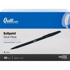 Quill Brand® 14 Quill Brand® Stick Pen, Ballpoint Pen, Medium Point, Black, 60/Pack (29250)