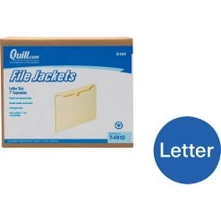 Quill Brand® Reinforced File Jacket, 1" Expansion, Letter Size, Manila, 50/Box (4910)