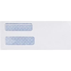 Quill Brand Gummed Security Tinted Double Window Envelope, 3 5/8" X 8 7/8", White, 1000/Box (45837)