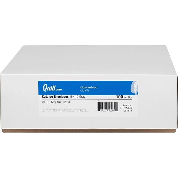 Quill Brand® Gummed Kraft Catalog Envelope, 9" X 12", Gray, 100/Box (OE91228GY) 4 Quill Brand® Gummed Kraft Catalog Envelope, 9" X 12", Gray, 100/Box (OE91228GY) - Image 2