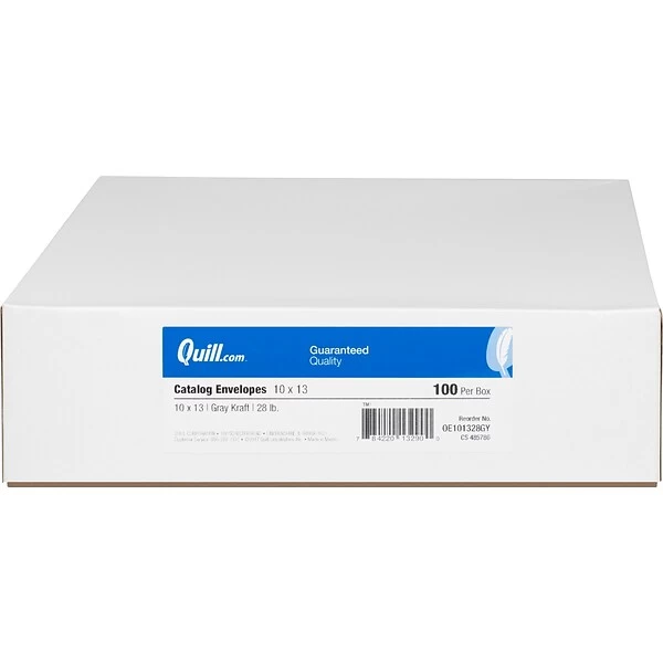 Quill Brand® Gummed Kraft Catalog Envelope, 10" X 13", Gray, 100/Box (OE101328GY) 4 Quill Brand® Gummed Kraft Catalog Envelope, 10" X 13", Gray, 100/Box (OE101328GY) - Image 2