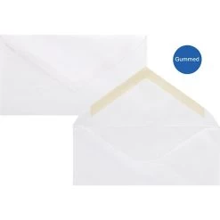 Quill Brand Gummed #6 3/4 Business Envelope, 3 5/8" X 6 1/2", White, 500/Box (69665 / 70692)
