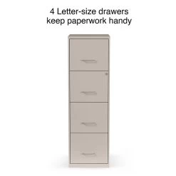 Quill Brand® 4-Drawer Vertical File Cabinet, Locking, Letter, Putty/Beige, 18"D (52147)