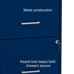 Quill Brand® 2-Drawer Light Duty Vertical File Cabinet, Locking, Letter, Blue, 18" (24362) -Quill Brand® s1212869 s7