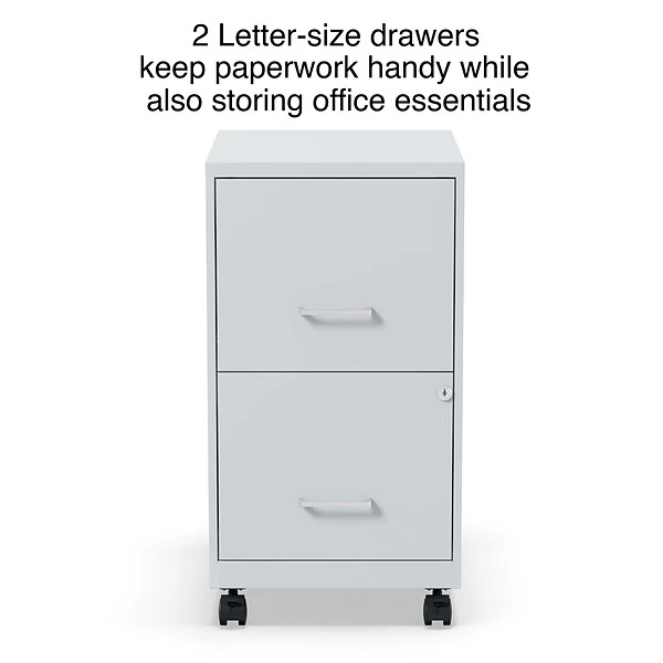 Quill Brand® 2-Drawer Light Duty Vertical File Cabinet, Locking, Letter, Gray, 18" (24363) 3 Quill Brand® 2-Drawer Light Duty Vertical File Cabinet, Locking, Letter, Gray, 18" (24363)