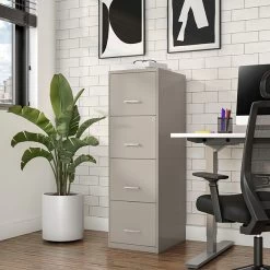 Quill Brand® 4-Drawer Vertical File Cabinet, Locking, Letter, Putty/Beige, 18"D (52147) -Quill Brand® s1212918 s7