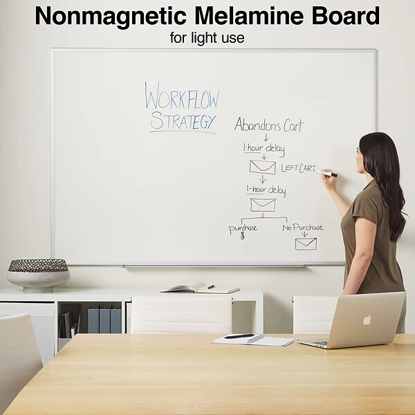 Quill Brand® Standard Durable Melamine Dry-Erase Whiteboard, Aluminum Frame, 6'W X 4'H (28325-CC) 4 Quill Brand® Standard Durable Melamine Dry-Erase Whiteboard, Aluminum Frame, 6'W X 4'H (28325-CC) - Image 2