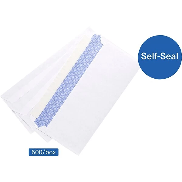 Quill Brand EasyClose Security Tinted #10 Business Envelopes, 4 1/8" X 9 1/2", White, 500/Box (3016453) 3 Quill Brand EasyClose Security Tinted #10 Business Envelopes, 4 1/8" X 9 1/2", White, 500/Box (3016453)