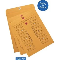 Quill Brand Button & String #13 Inter-Departmental Envelope, 10" X 13", Brown Kraft, 100/Box (1497/63562)