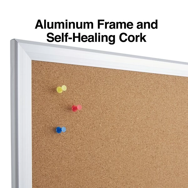 Quill Brand® Standard Durable Cork Bulletin Board, Aluminum Frame, 3'W X 2'H (28335-CC) 3 Quill Brand® Standard Durable Cork Bulletin Board, Aluminum Frame, 3'W X 2'H (28335-CC)