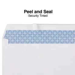 Quill Brand Easy Close Self Seal Security Tinted #10 Business Envelope, 4-1/8" X 9-1/2", White, 100/Box (69703 / 70711)