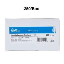 Quill Brand Gummed Security Tinted #6 3/4 Business Envelope, 3 5/8" X 6 1/2", White, 250/Box (NULL) -Quill Brand® s1226551 s7