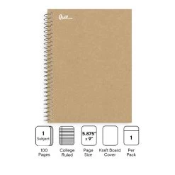 Quill Brand® Premium 1-Subject Notebook, 5.875" X 9", College Ruled, 100 Sheets, Brown (TR52120) 9 Quill Brand® Premium 1-Subject Notebook, 5.875" X 9", College Ruled, 100 Sheets, Brown (TR52120) -Quill Brand® s1227024 s7