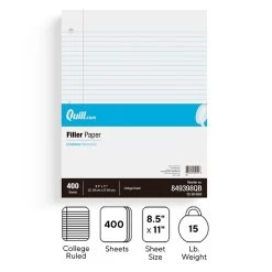 Quill Brand® College Ruled Filler Paper, 8.5" X 11", White, 400 Sheets/Pack (TR27521)