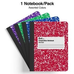 Quill Brand® Marble Composition Notebook, 7.5" X 9.75", Wide Ruled, 80 Sheets, Assorted Colors (TR55077)