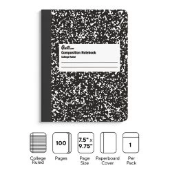 Quill Brand® Composition Notebook, 7.5" X 9.75", College Ruled, 80 Sheets, Black/White (TR55064)